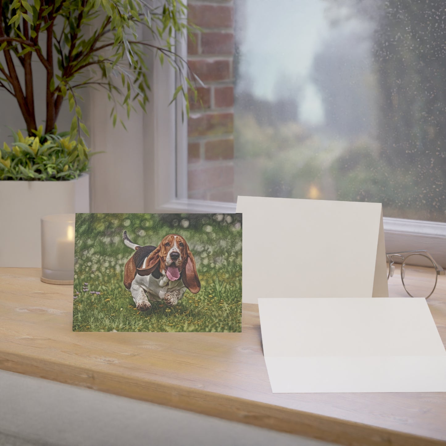 Basset Hound Greeting Cards | Dog Lover Stationery Set | 5x7 Dog Breed Cards | 10, 30, 50 Pack