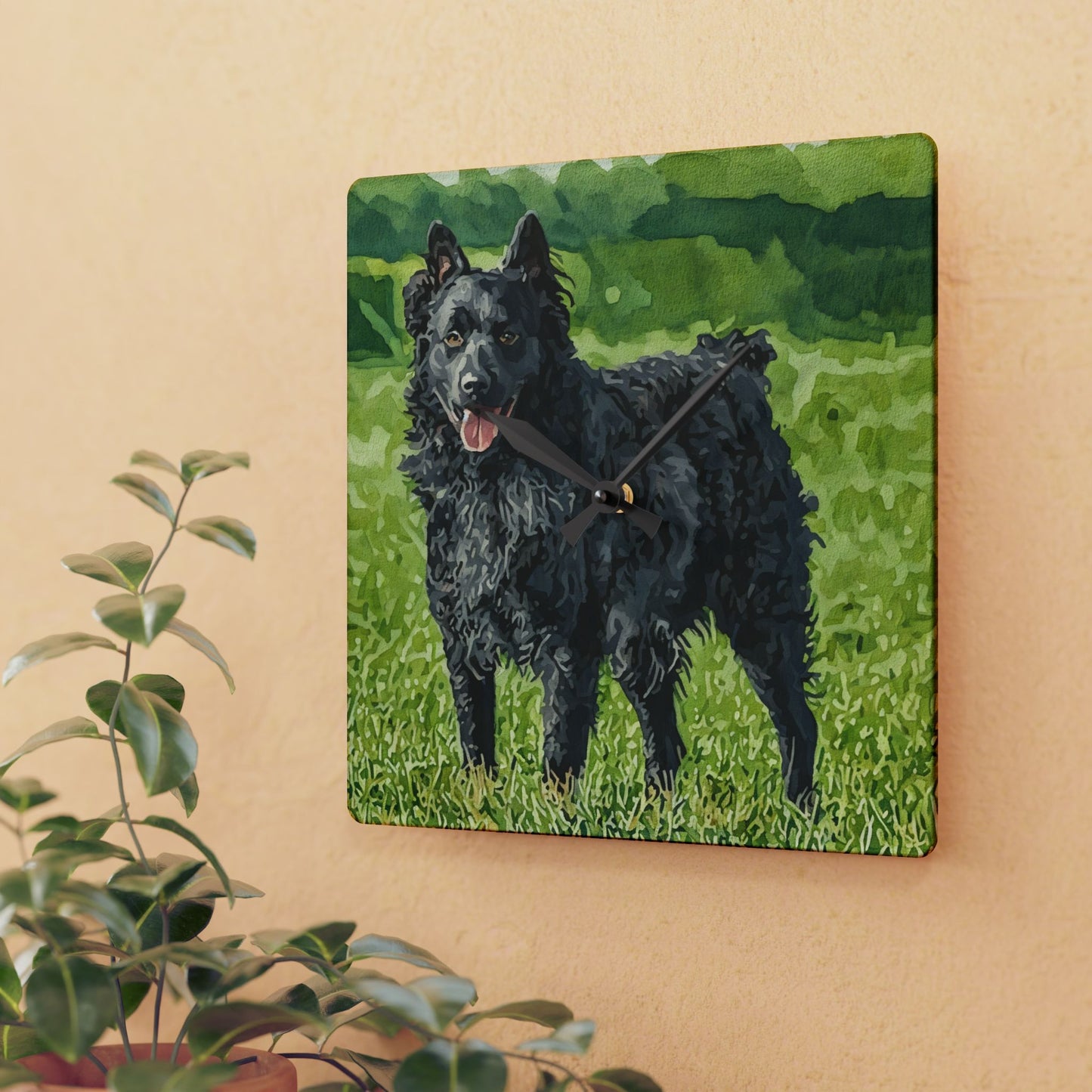 Croatian Sheepdog Wall Clock – 10.75″ Acrylic Dog Lover Home Décor Gift