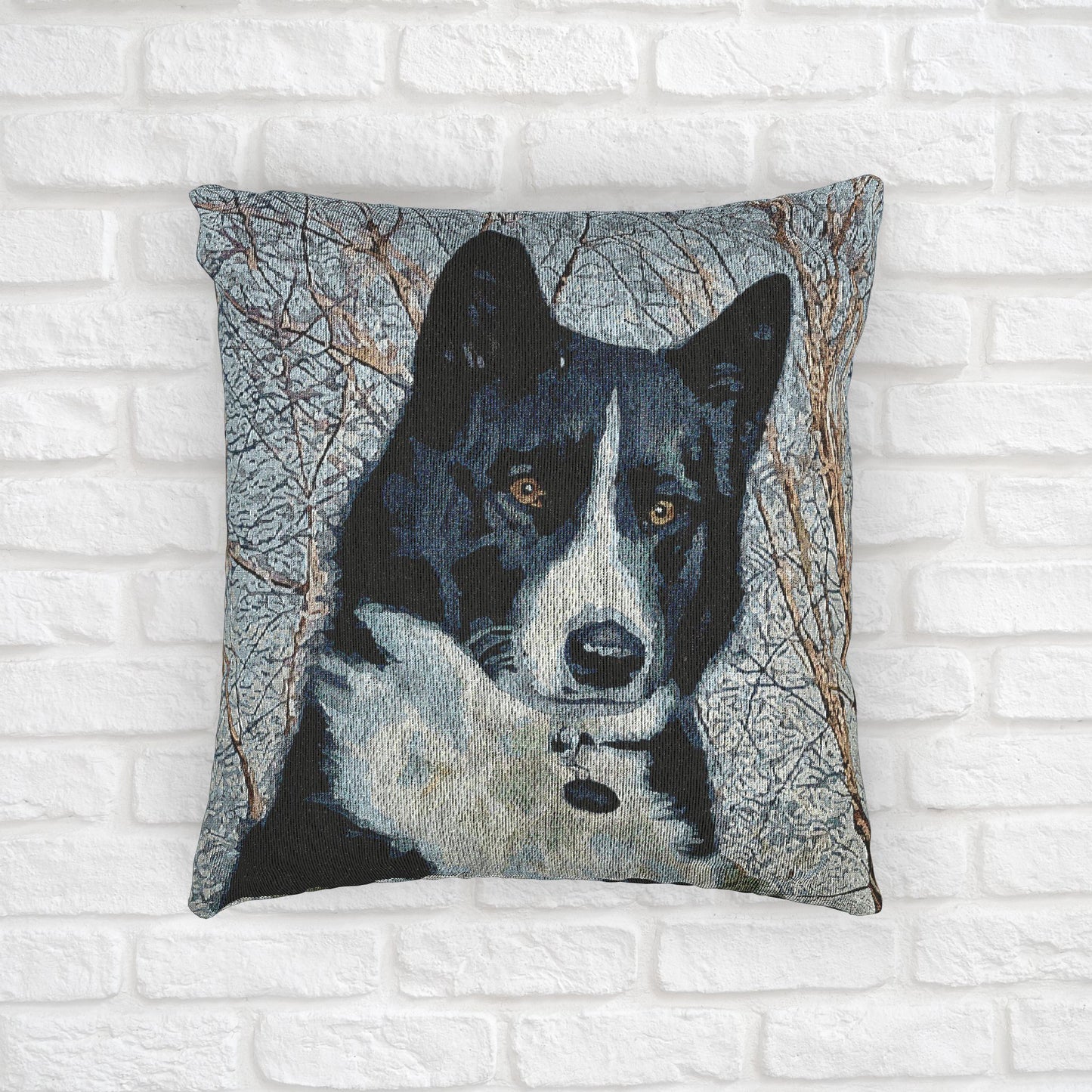 Karelian Bear Dog Decorative Woven Pillow – 17" x 18" Dog Lover Home Décor