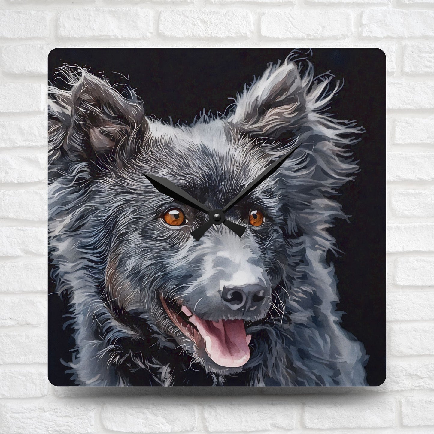Mudi Wall Clock – Rare Herding Dog Décor – Watercolor Mudi Art