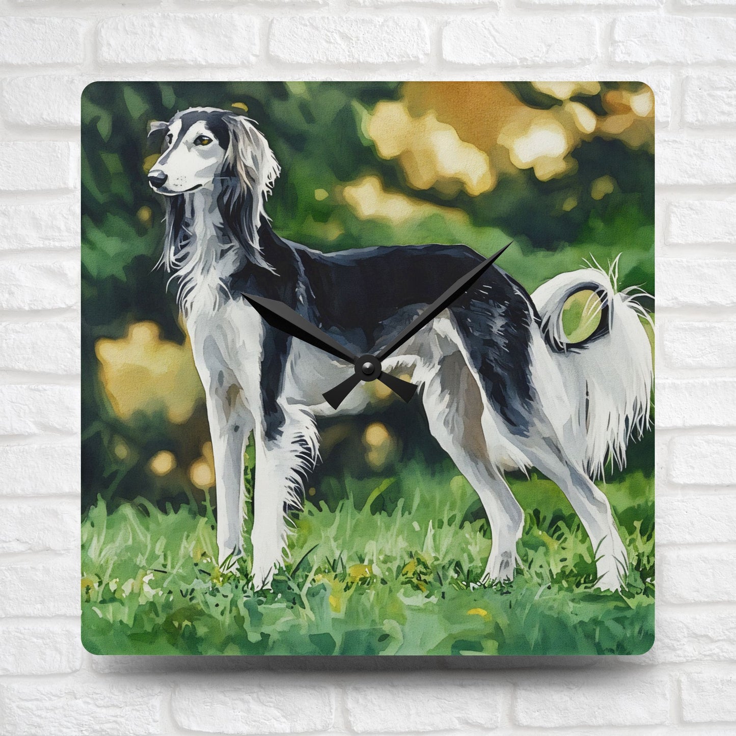 Saluki Wall Clock – Elegant Dog Lover Gift – Watercolor Saluki Art