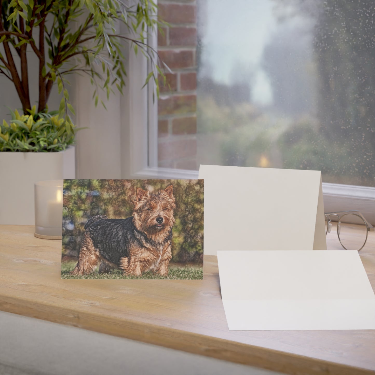 Norwich Terrier Greeting Cards – Playful Dog Lover Gift – Watercolor Norwich Terrier Art (Set of 10, 30, or 50)