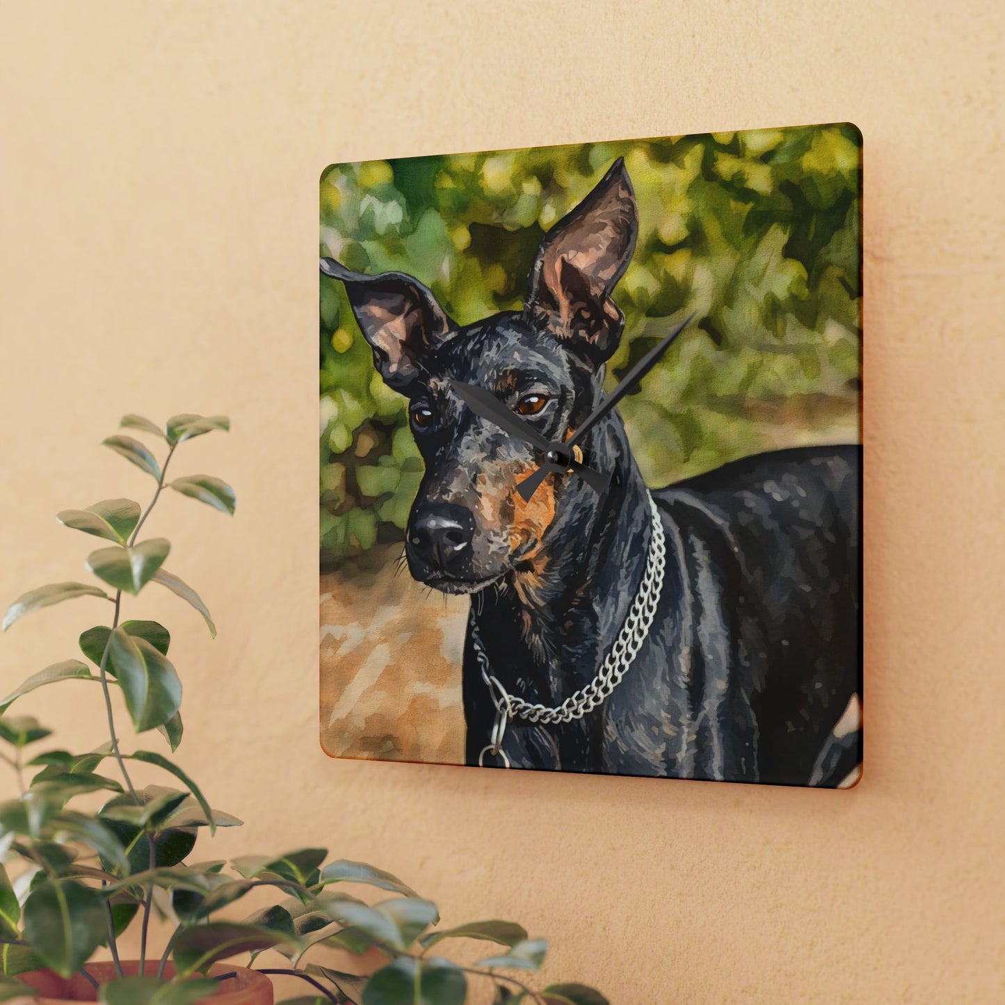 Manchester Terrier Wall Clock – Unique Dog Lover Gift – Watercolor Manchester Terrier Art
