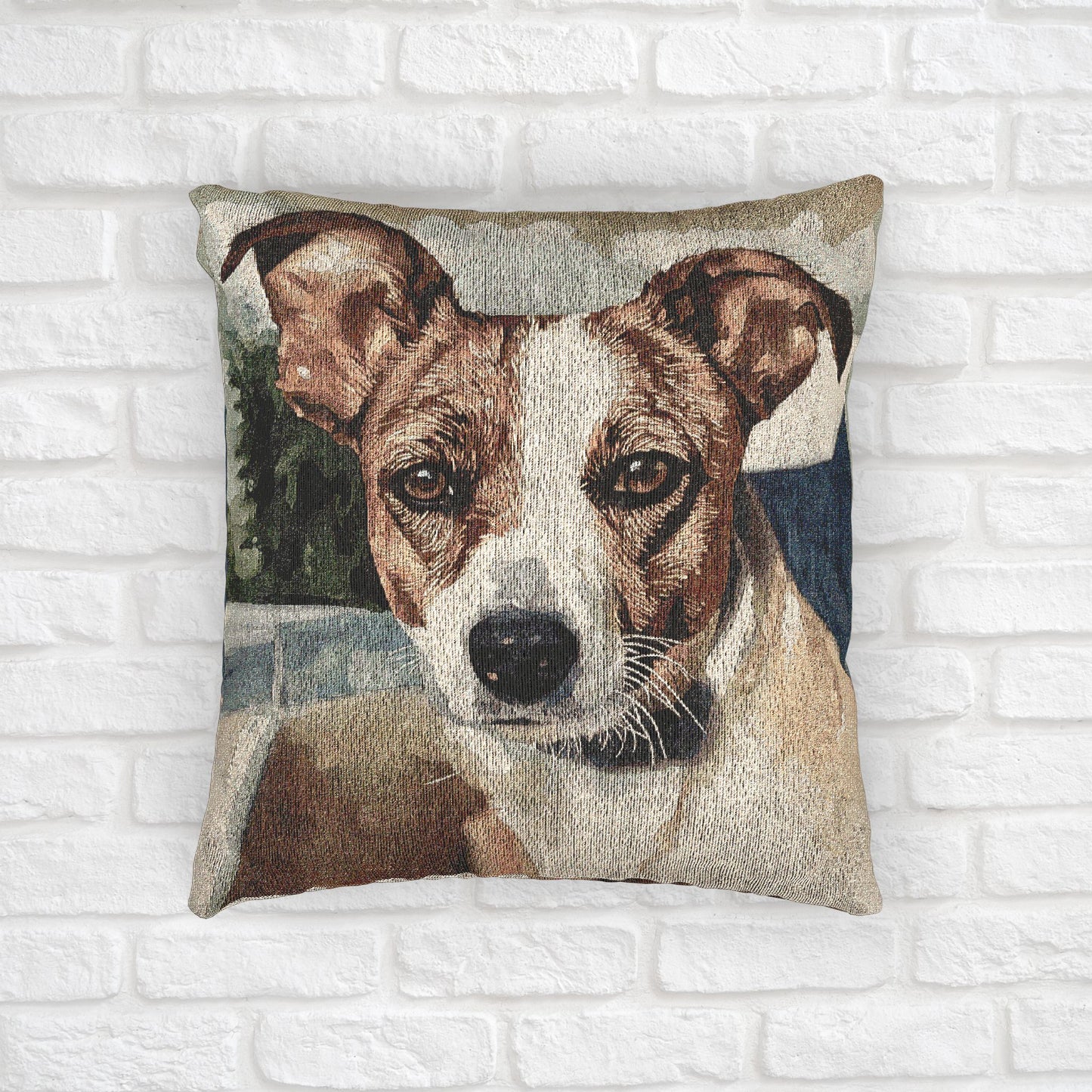 Jack Russell Terrier Decorative Woven Pillow – 17" x 18" Dog Lover Home Décor