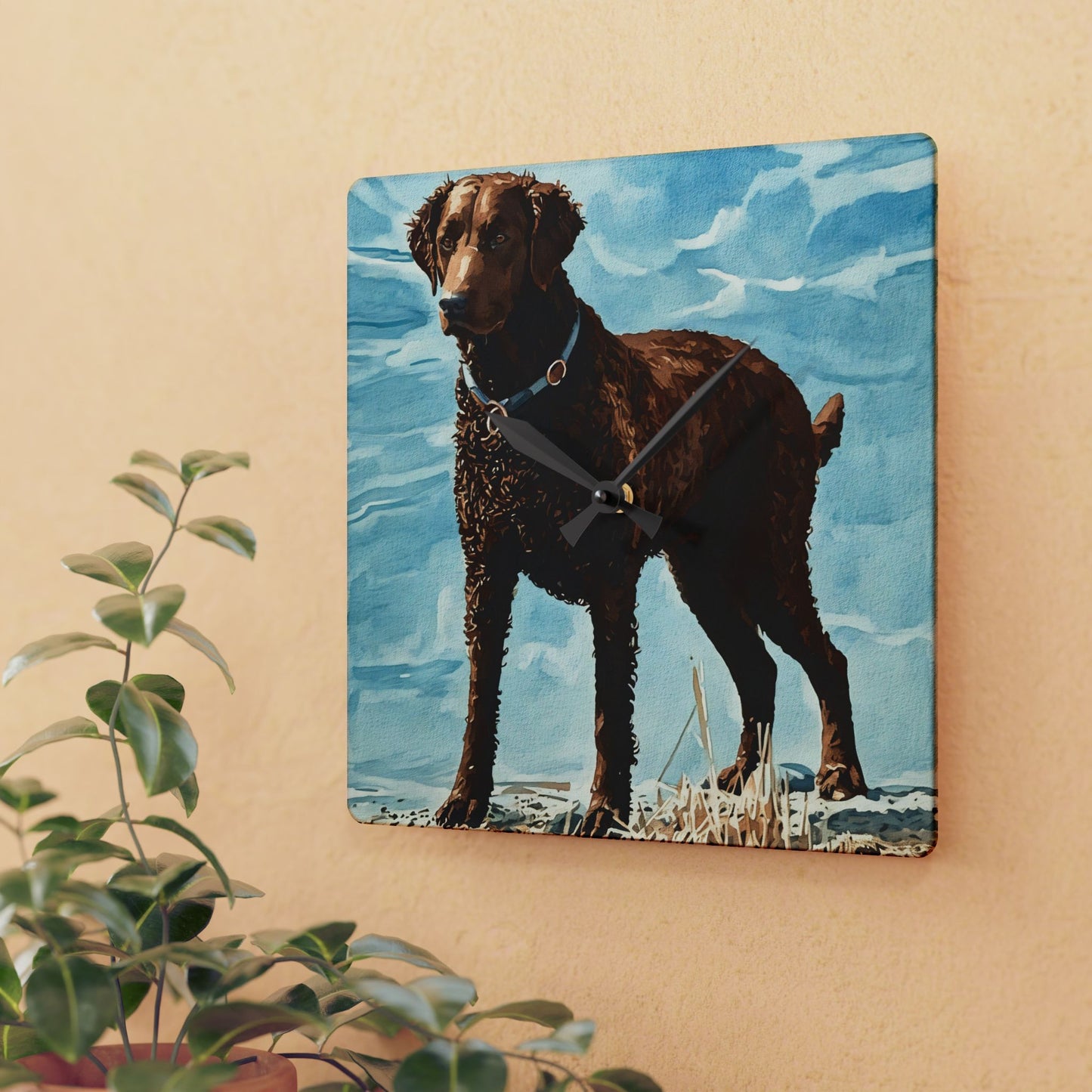 Curly-Coated Retriever Wall Clock – 10.75″ Acrylic Dog Lover Gift
