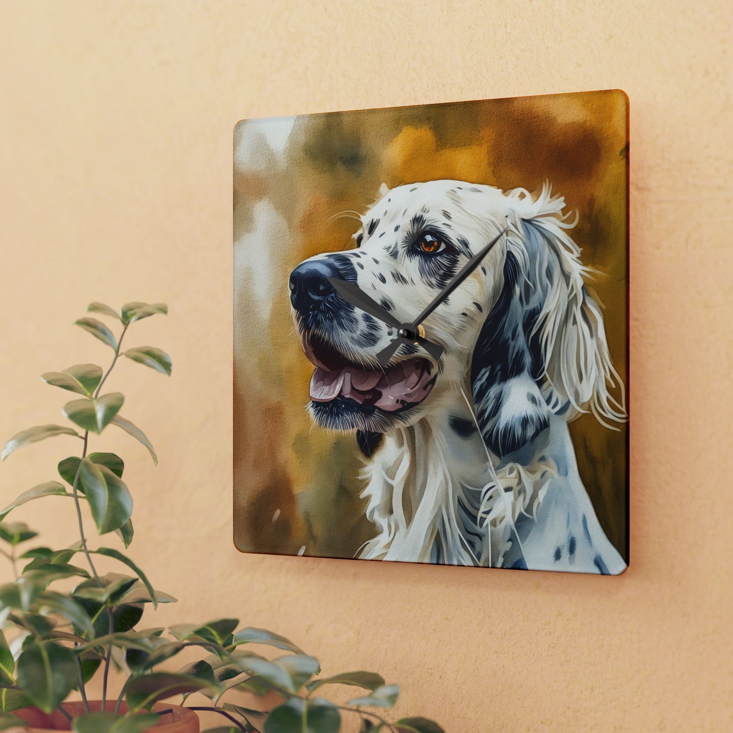 English Setter Wall Clock – Watercolor Dog Art Home Décor