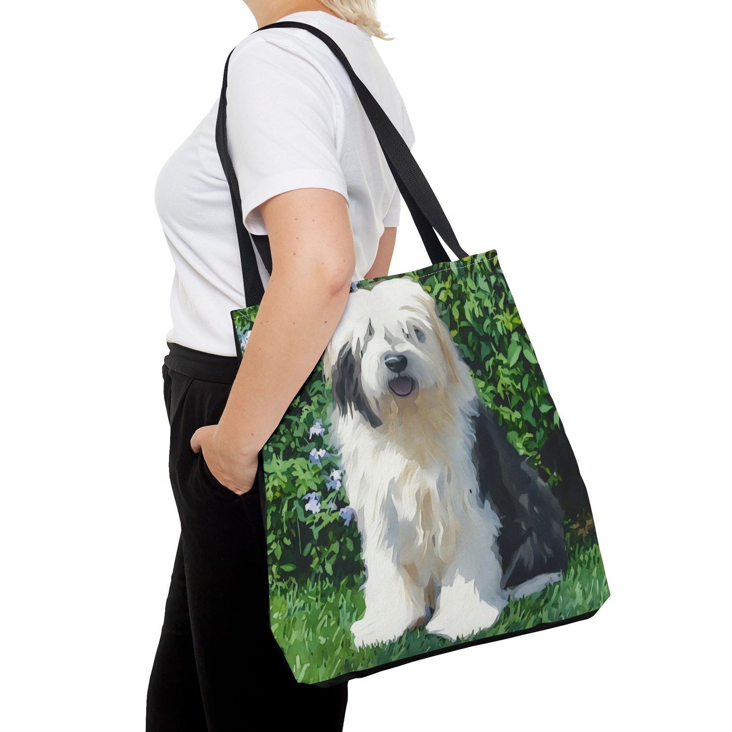 Old English Sheepdog Tote Bag – Gentle Giant Dog Lover Gift – Watercolor Old English Sheepdog Art