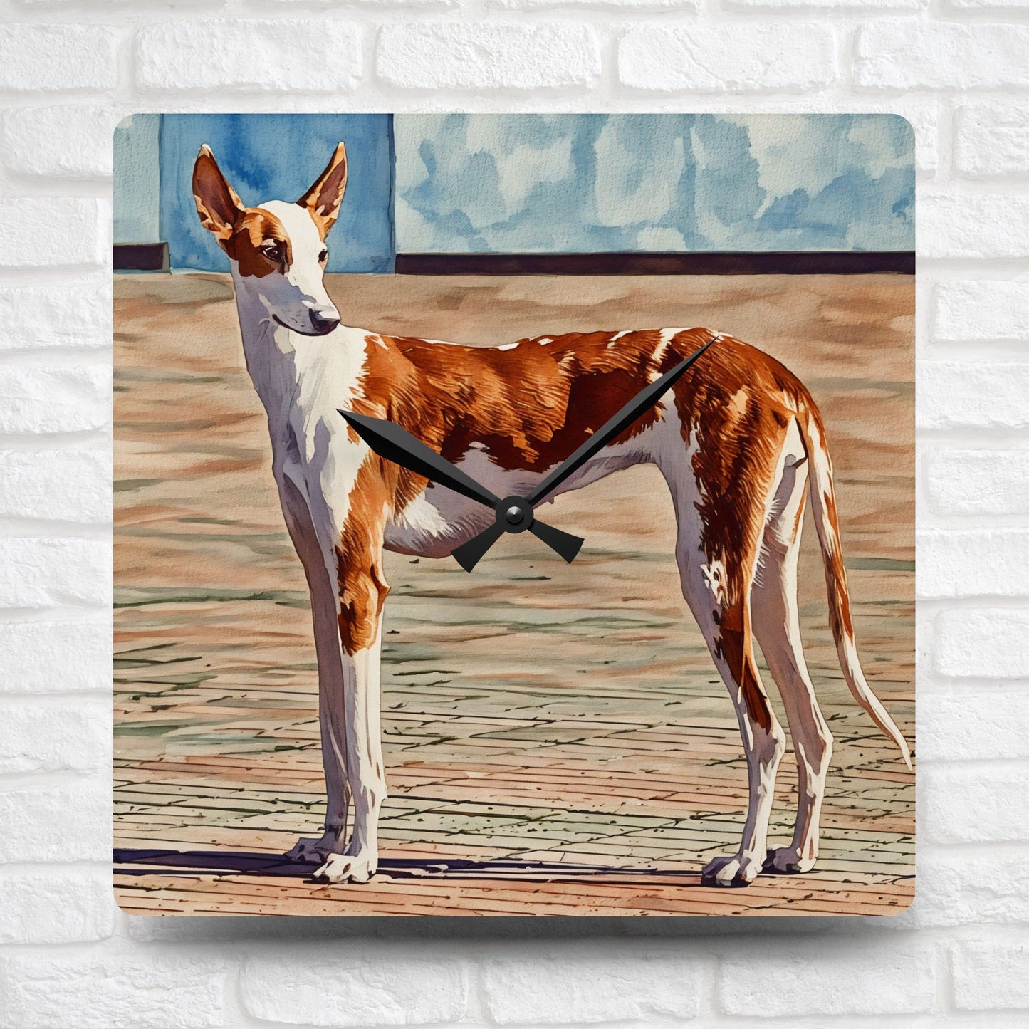Ibizan Hound Wall Clock | Sleek 10.75″ Acrylic Sighthound Home Décor