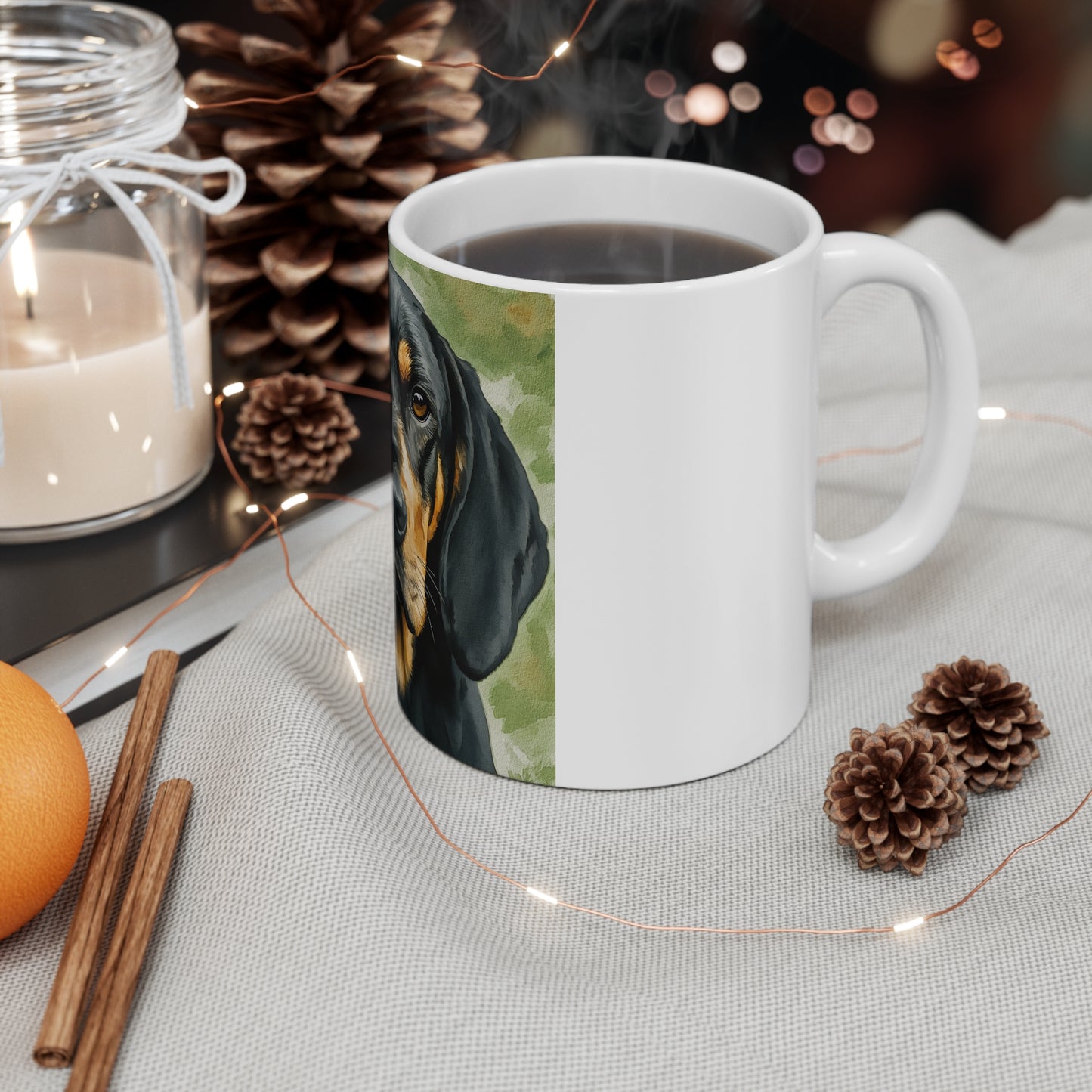 Black and Tan Coonhound Coffee Mug | Dog Lover Gift | Classic Ceramic Mug with Coonhound Art