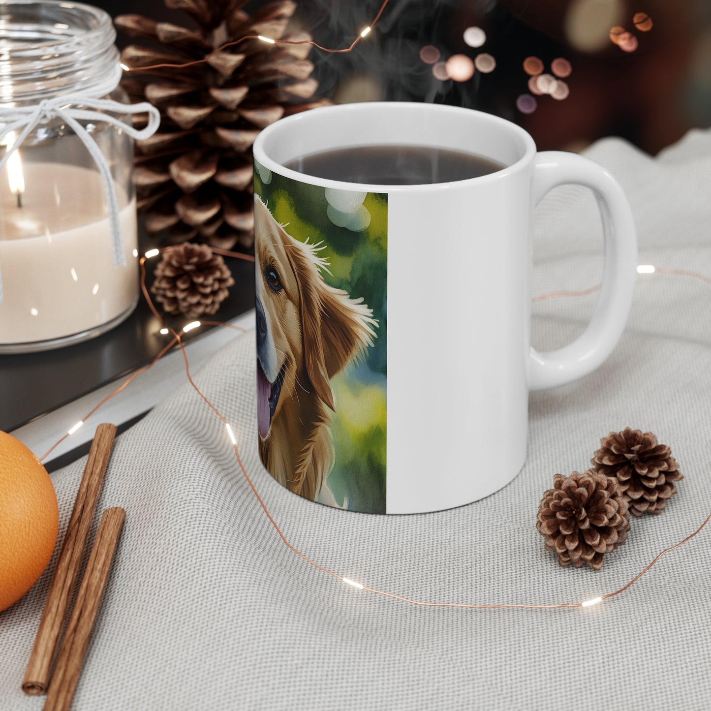 Golden Retriever Coffee Mug – Watercolor Dog Headshot | Gift for Dog Lovers