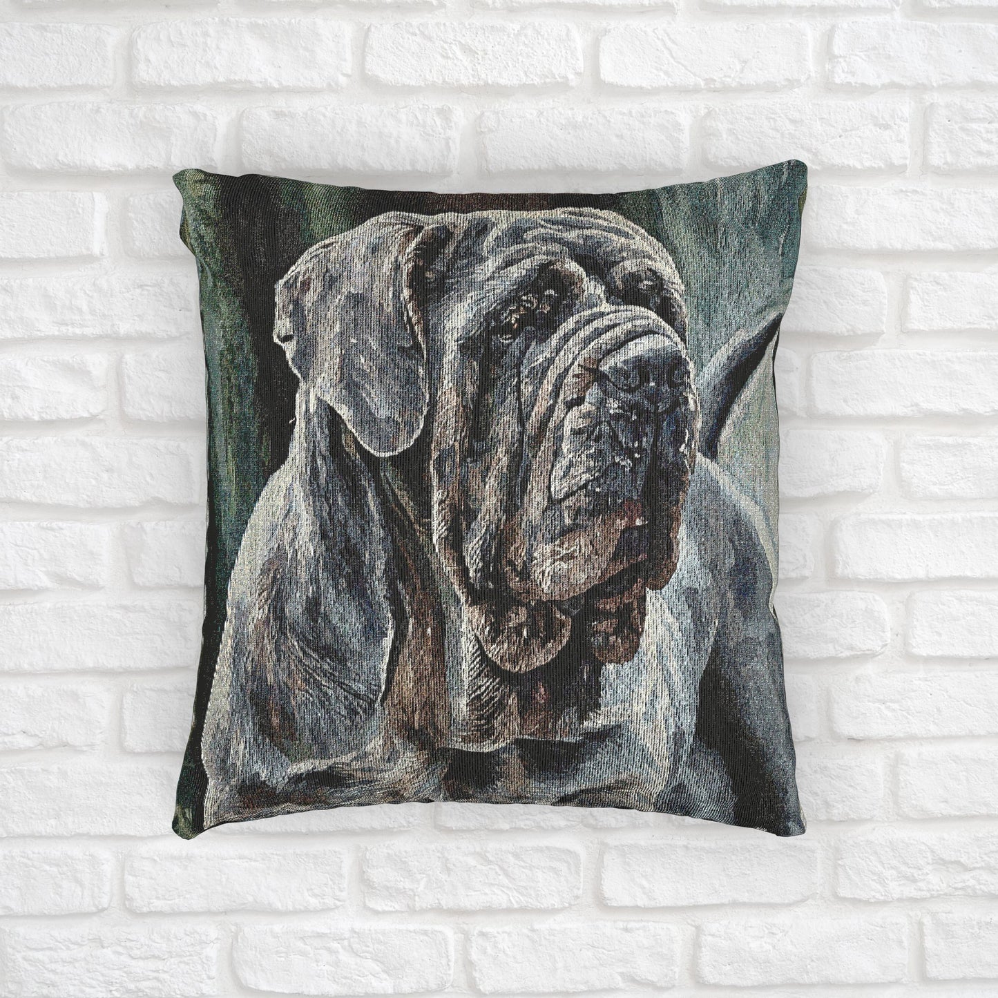 Neapolitan Mastiff Decorative Pillow – Majestic Dog Lover Décor – Woven 17"x18" Accent Pillow