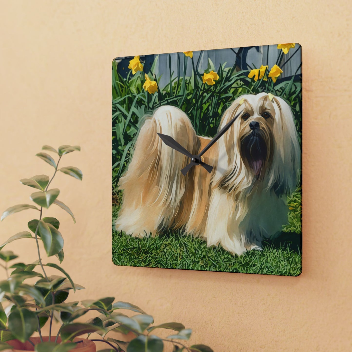 Lhasa Apso Wall Clock | 10.75” Acrylic Companion Dog Breed Décor