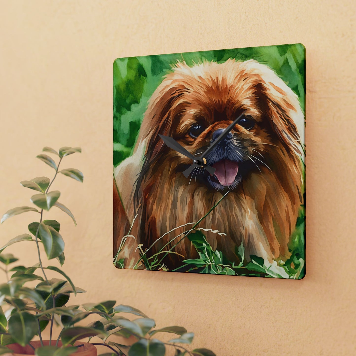Pekingese Wall Clock – Royal Dog Lover Gift – Watercolor Pekingese Art