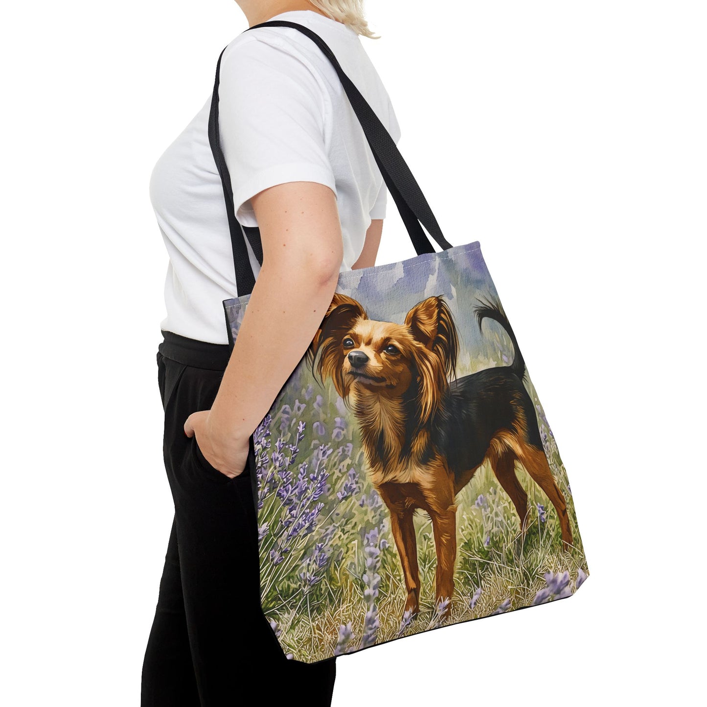 Russian Toy Tote Bag – Elegant Small Dog Lover Gift – Watercolor Russian Toy Art