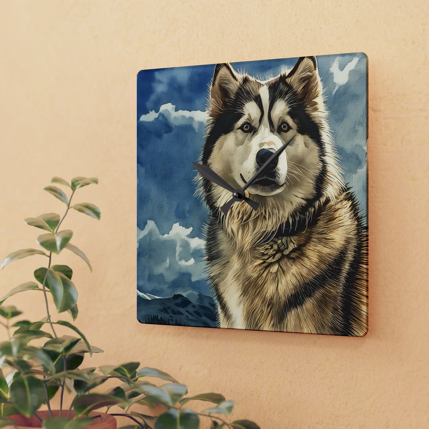 Alaskan Malamute Wall Clock | Majestic Dog Lover Gift | Watercolor Dog Art Home Décor