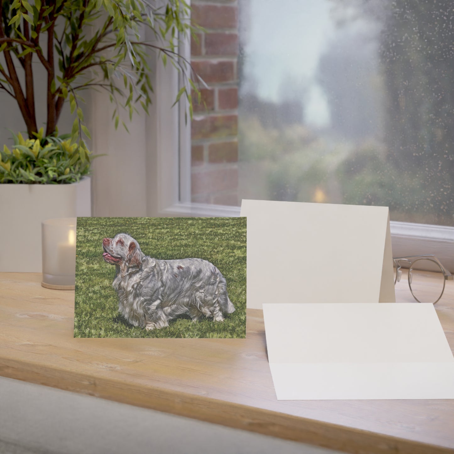 Clumber Spaniel Greeting Cards – Watercolor Dog Art Note Card Set with Envelopes