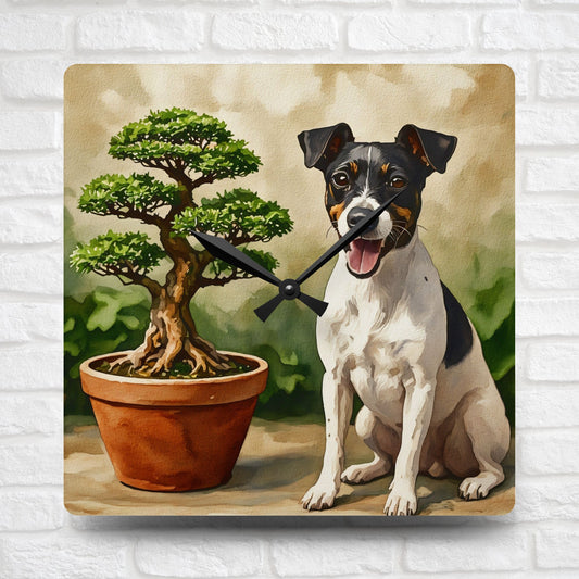 Japanese Terrier Acrylic Wall Clock – Rare & Lively Dog Lover Home Décor
