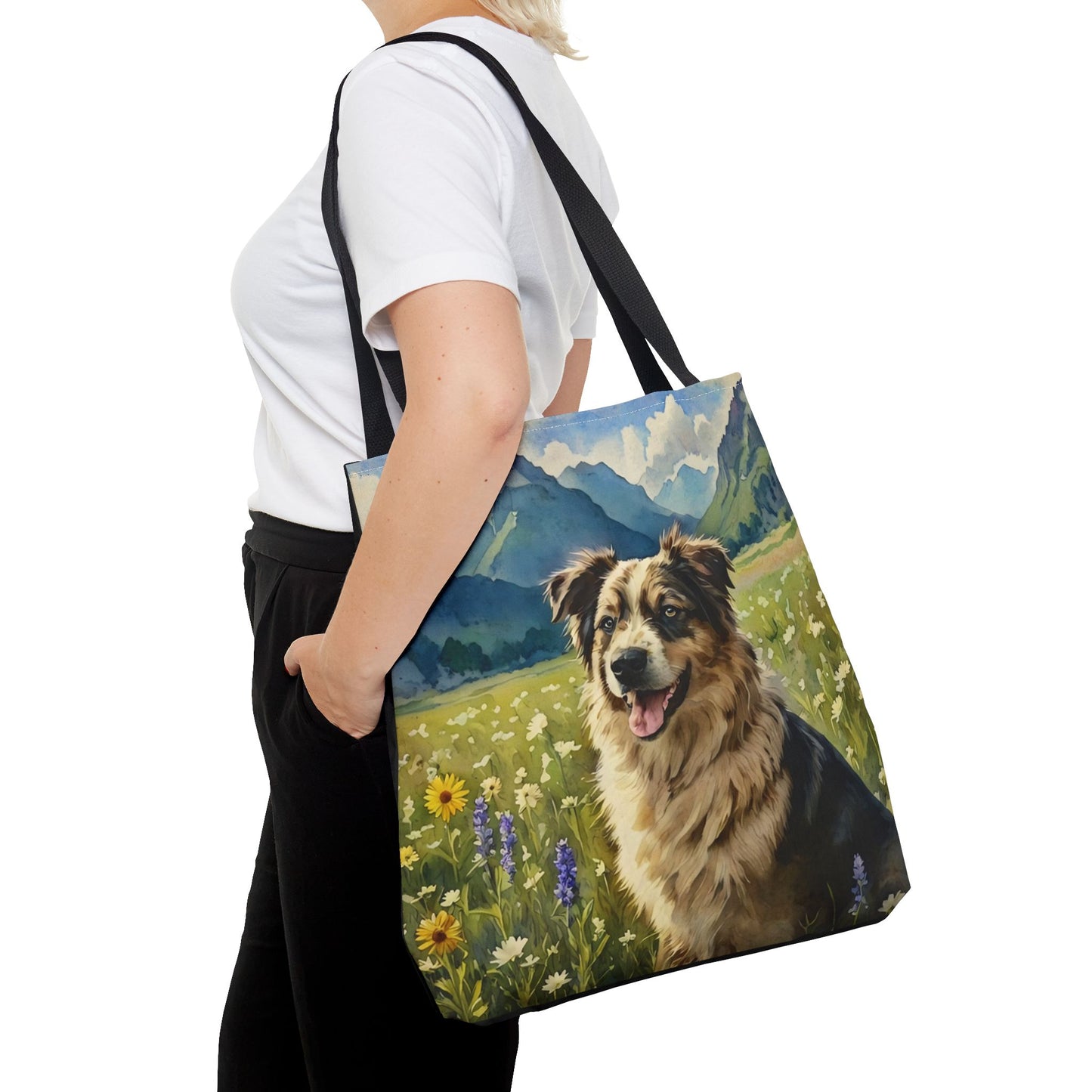 Australian Shepherd Tote Bag | Watercolor Dog Breed Tote | Large Reusable Shoulder Bag for Dog Lovers