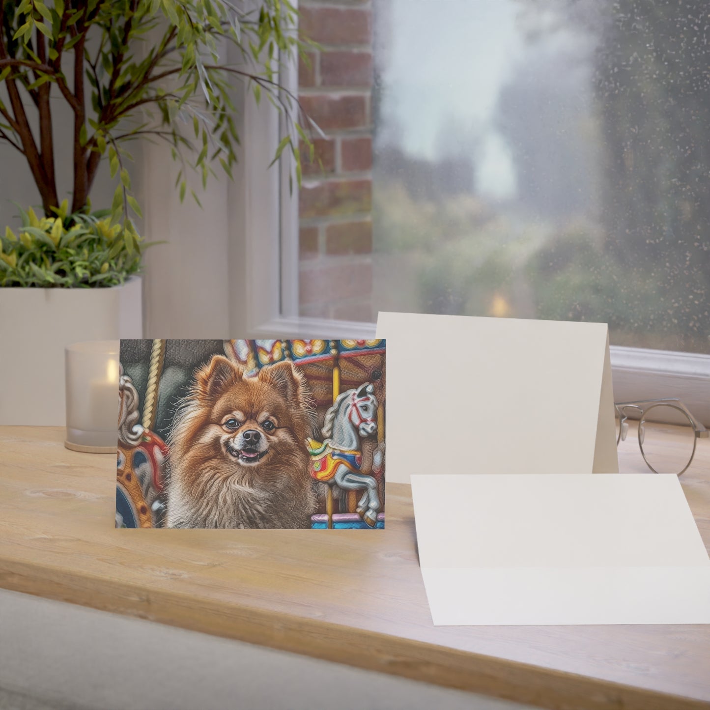 Pomeranian Greeting Card Set - Oil-Painted Dog Art | Blank Inside | Envelopes Included