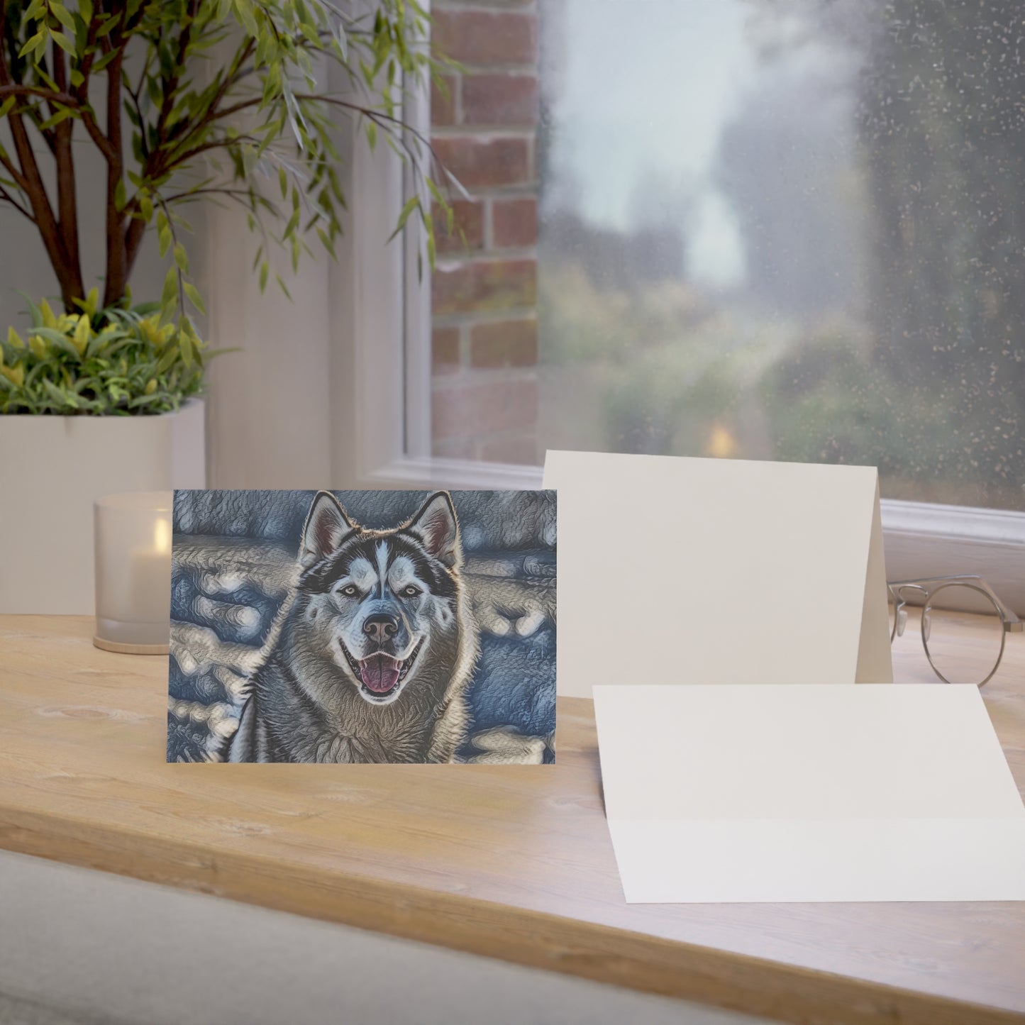Siberian Husky Greeting Card Set - Oil-Painted Dog Art | Blank Inside | Envelopes Included