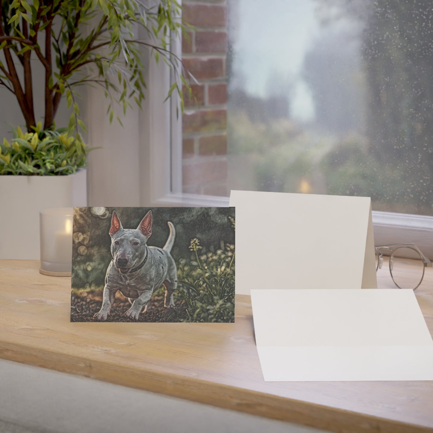 Miniature Bull Terrier Greeting Cards – Bold Dog Lover Stationery – Custom Mini Bull Terrier Photo Art