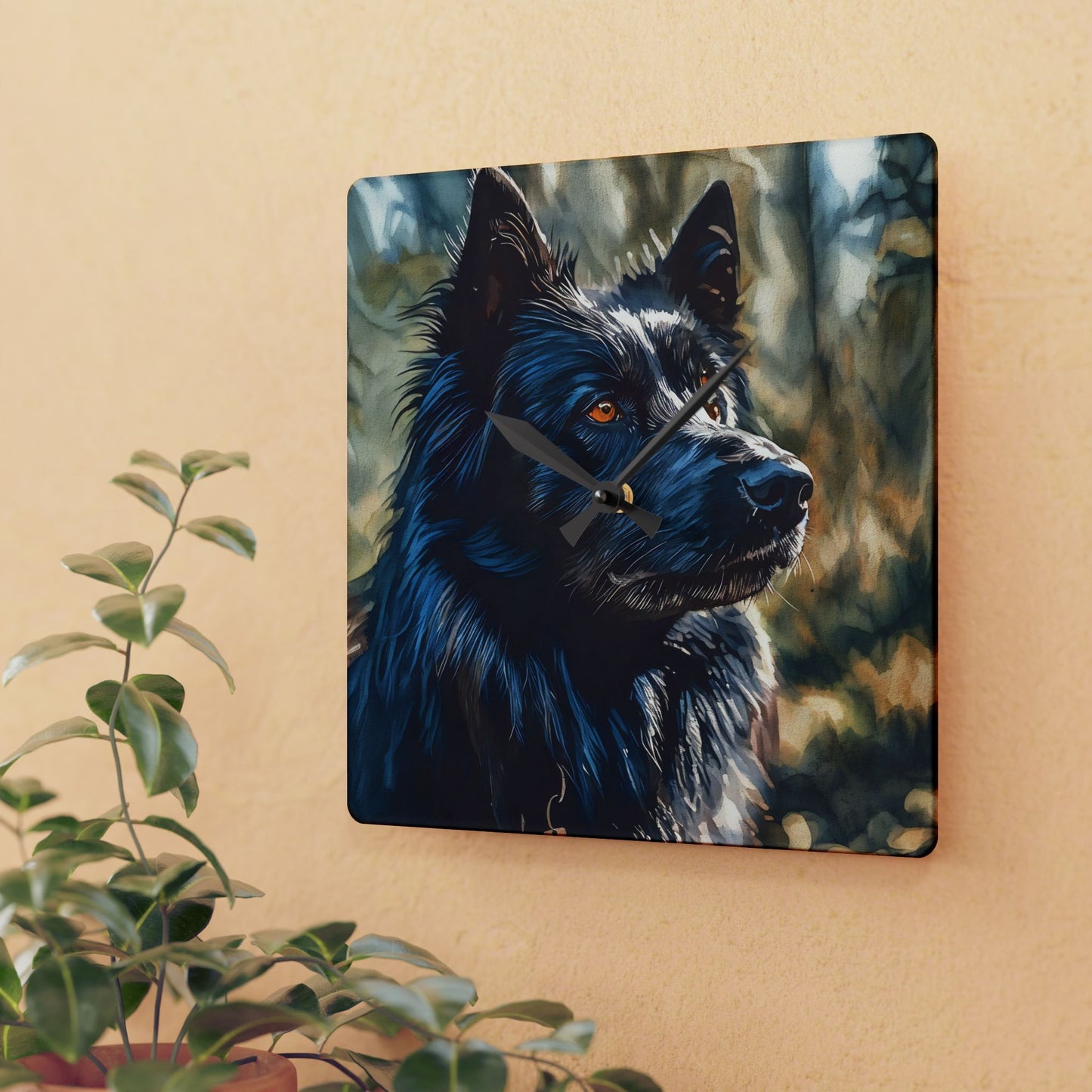 Belgian Sheepdog Wall Clock | Dog Lover Gift | Watercolor Belgian Sheepdog Art | 10.75" Acrylic Clock