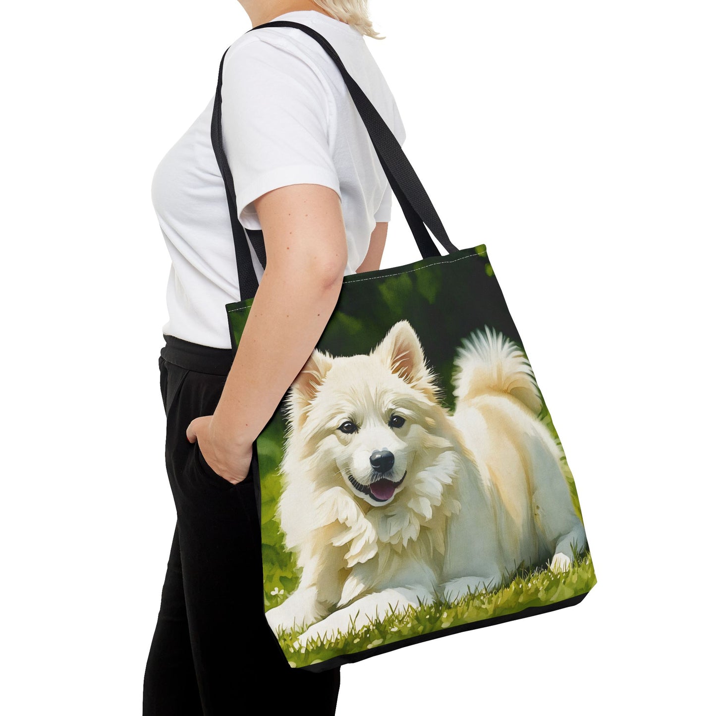 American Eskimo Dog Tote Bag – Dog Lover Gift with Eskie Watercolor Art