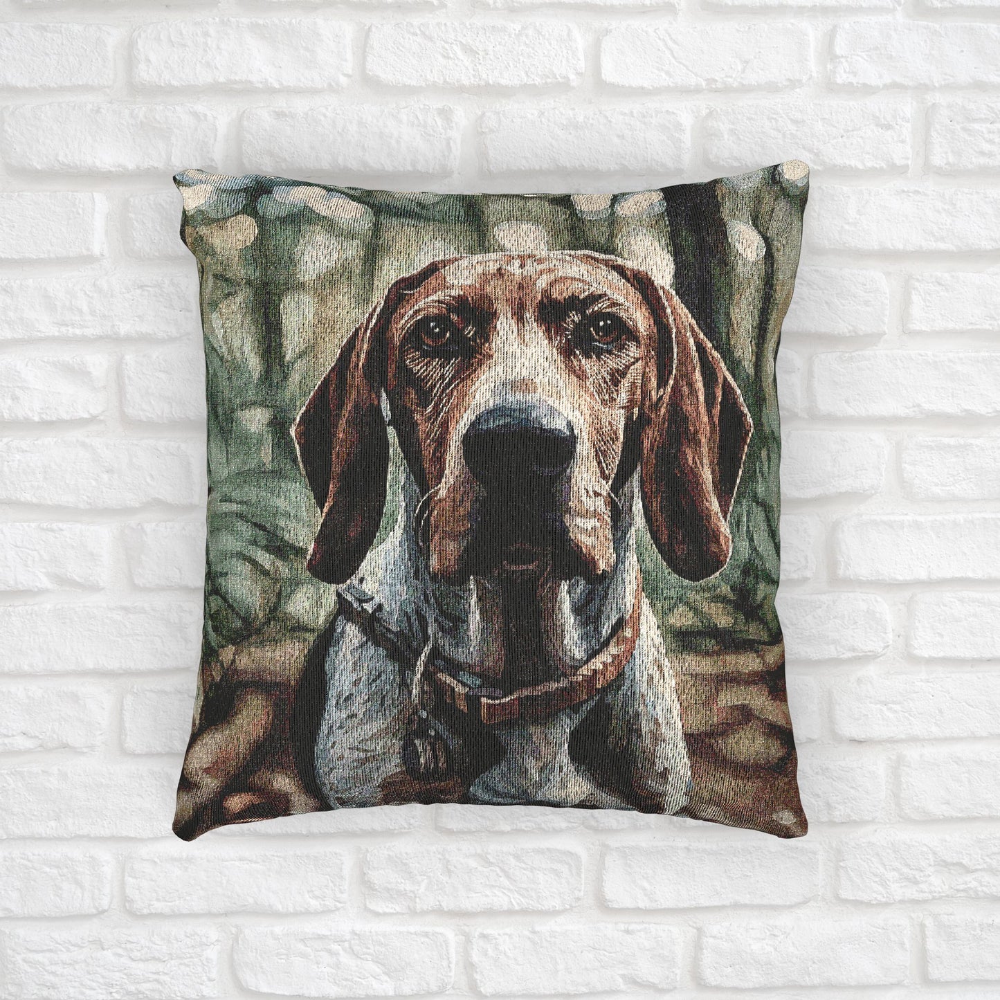 American English Coonhound Woven Pillow | Dog Lover Home Décor | Watercolor Dog Art Cushion