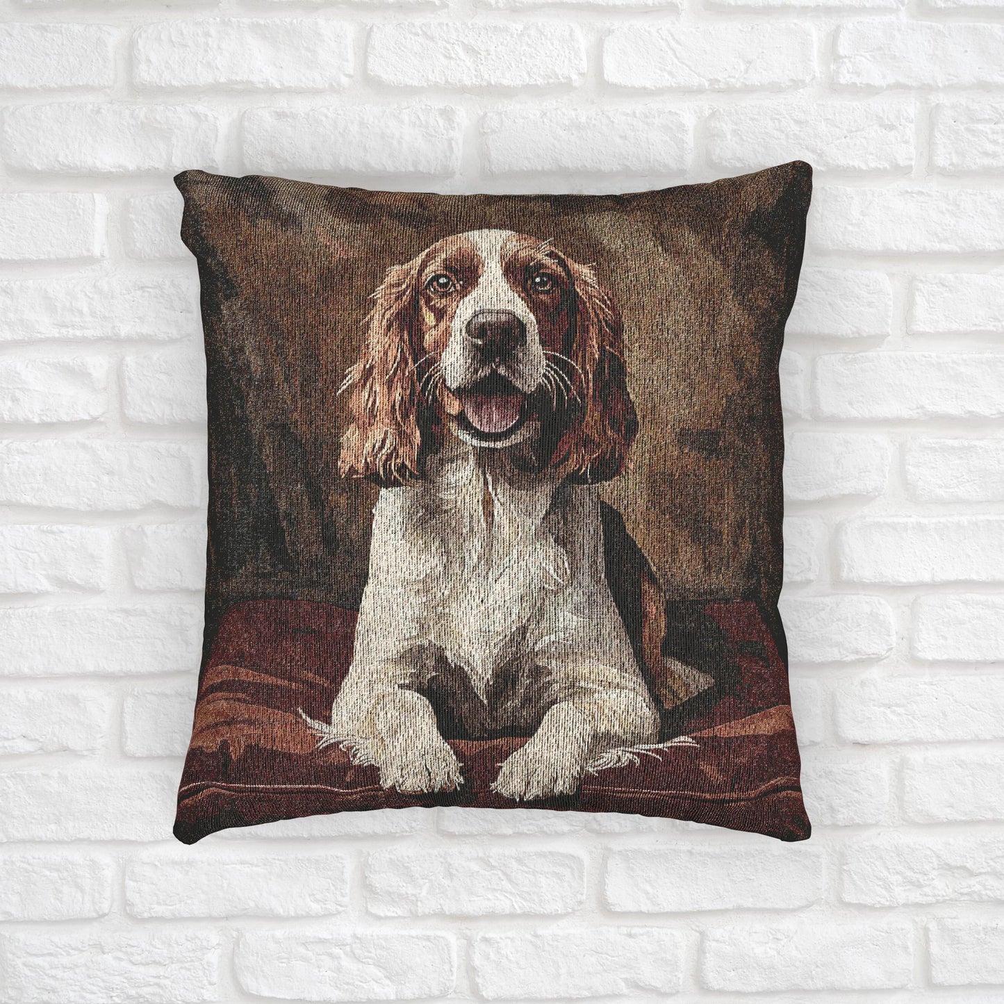 Brittany Pillow | Dog Lover Home Décor | Decorative Woven Throw Pillow