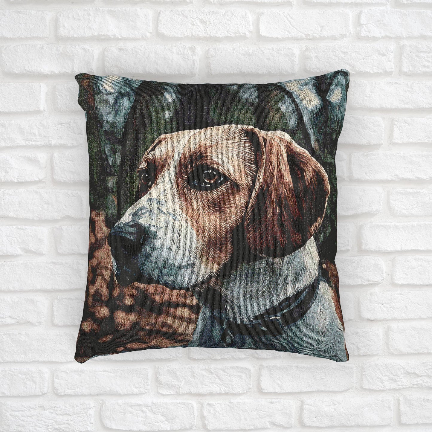 American Foxhound Woven Pillow | Dog Lover Home Décor | Watercolor Dog Art Cushion