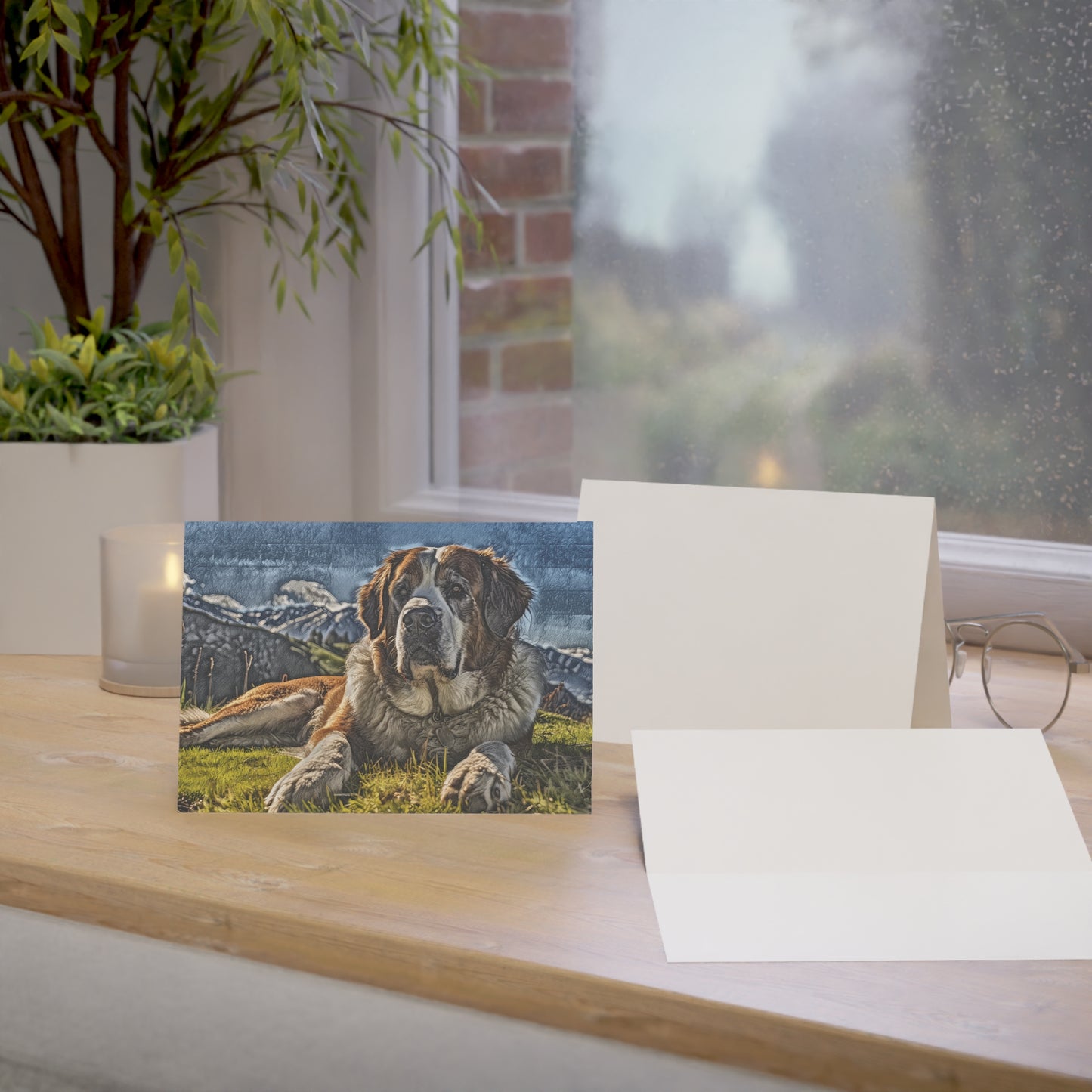Saint Bernard Greeting Cards – Gentle Giant Dog Lover Stationery – Artistic Saint Bernard Design