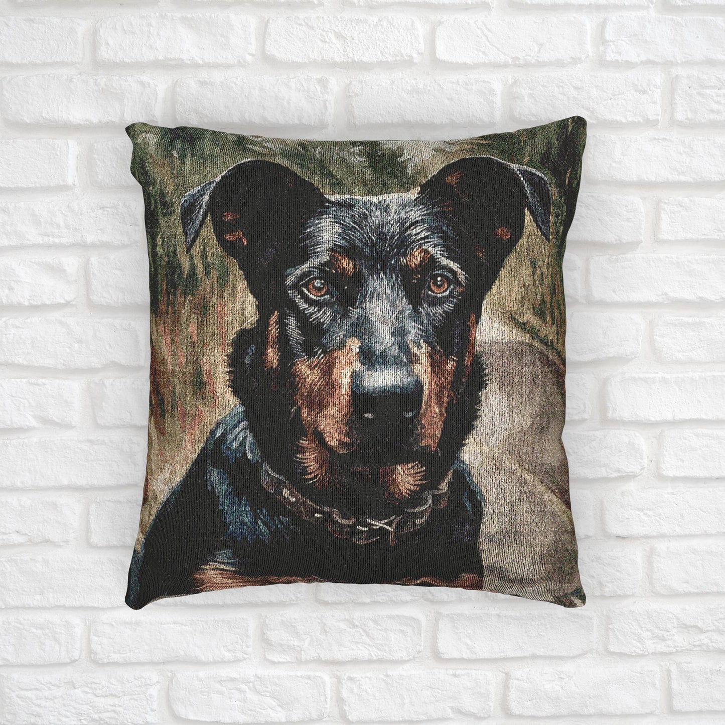 Beauceron Pillow | Woven Dog Lover Home Décor | 17x18 Cotton Blend Throw Pillow