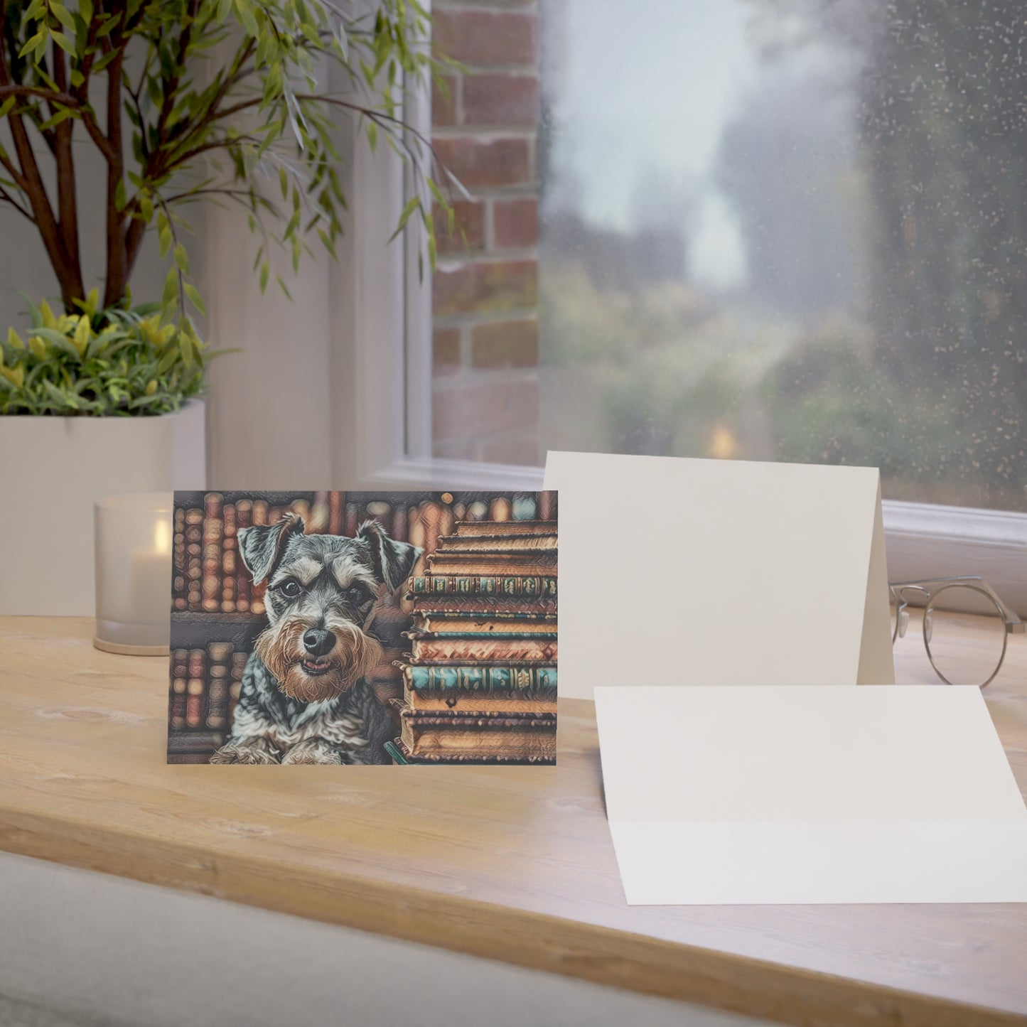 Mini Schnauzer Greeting Card Set - Oil-Painted Dog Art | Blank Inside | Envelopes Included
