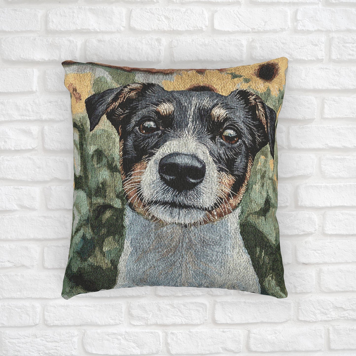 Japanese Terrier Decorative Woven Pillow – 17" x 18" Dog Lover Home Décor
