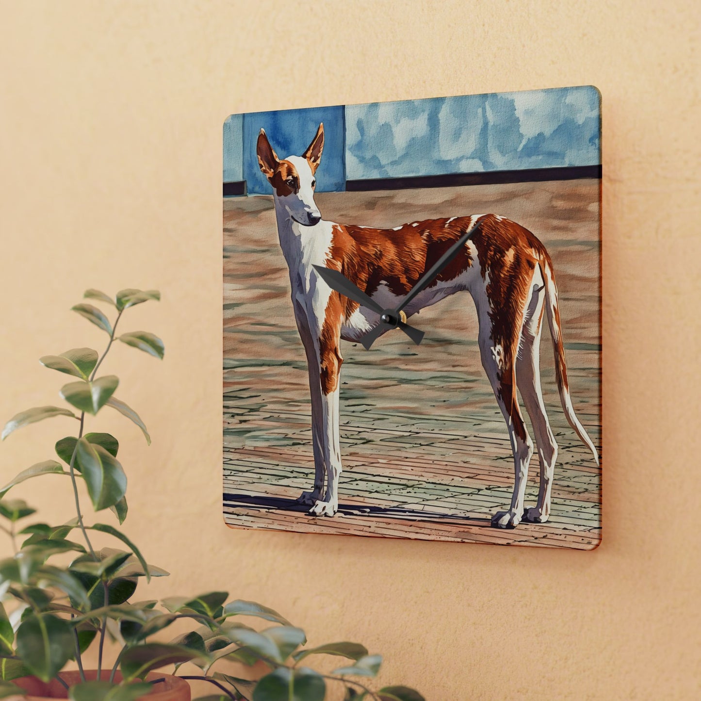 Ibizan Hound Wall Clock | Sleek 10.75″ Acrylic Sighthound Home Décor