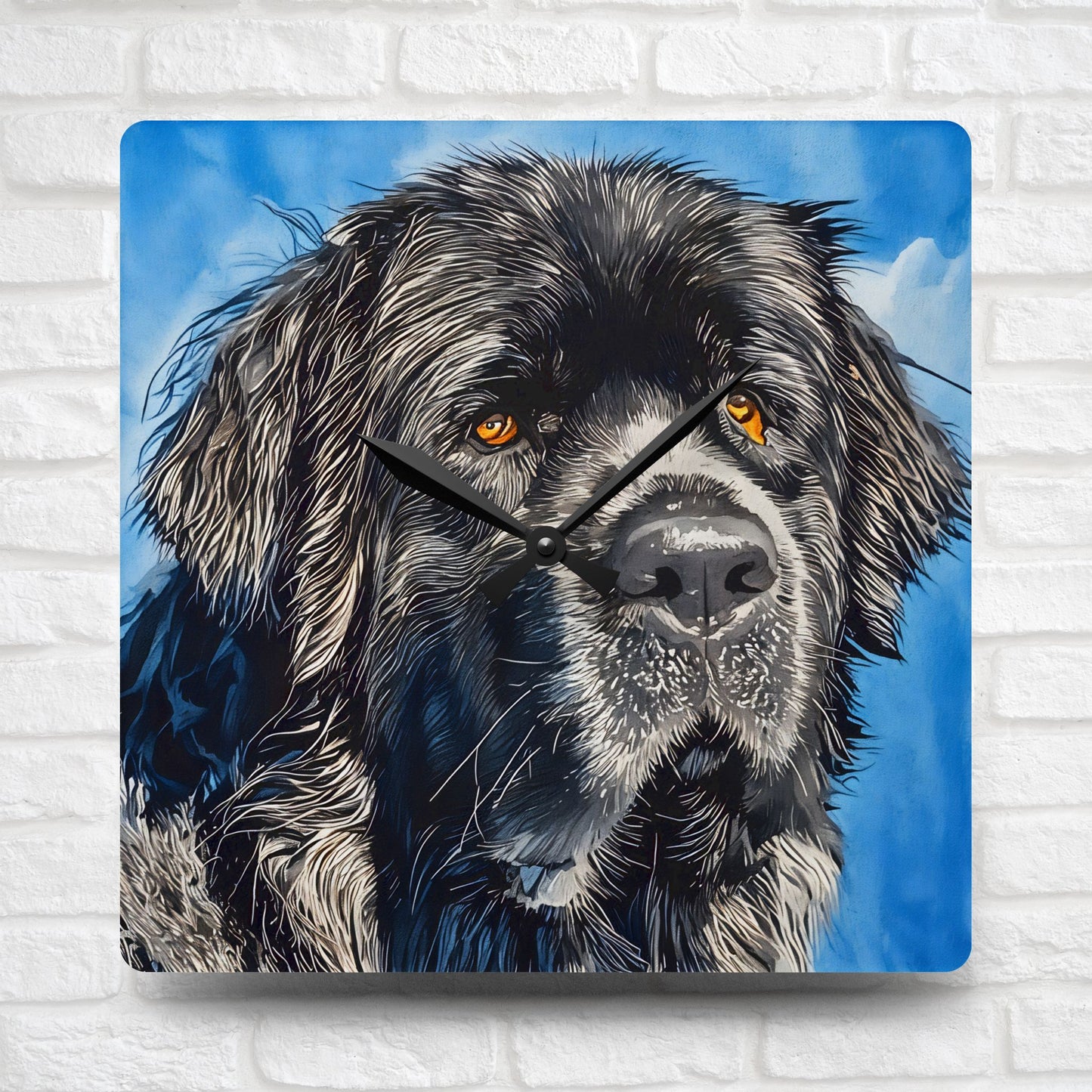 Newfoundland Wall Clock – Gentle Giant Home Décor – Watercolor Newfoundland Art