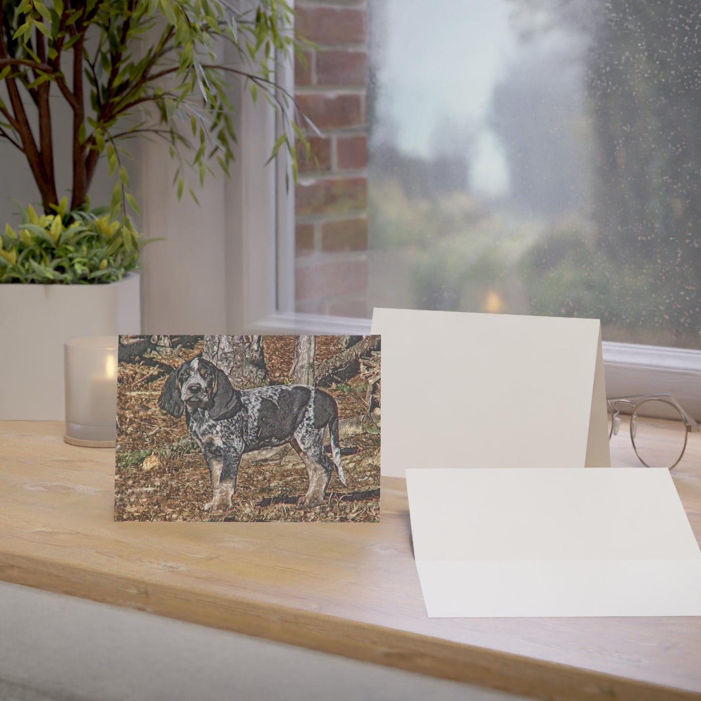 Bluetick Coonhound Greeting Cards | Dog Lover Stationery Set | Blank Note Cards with Bluetick Hound Art