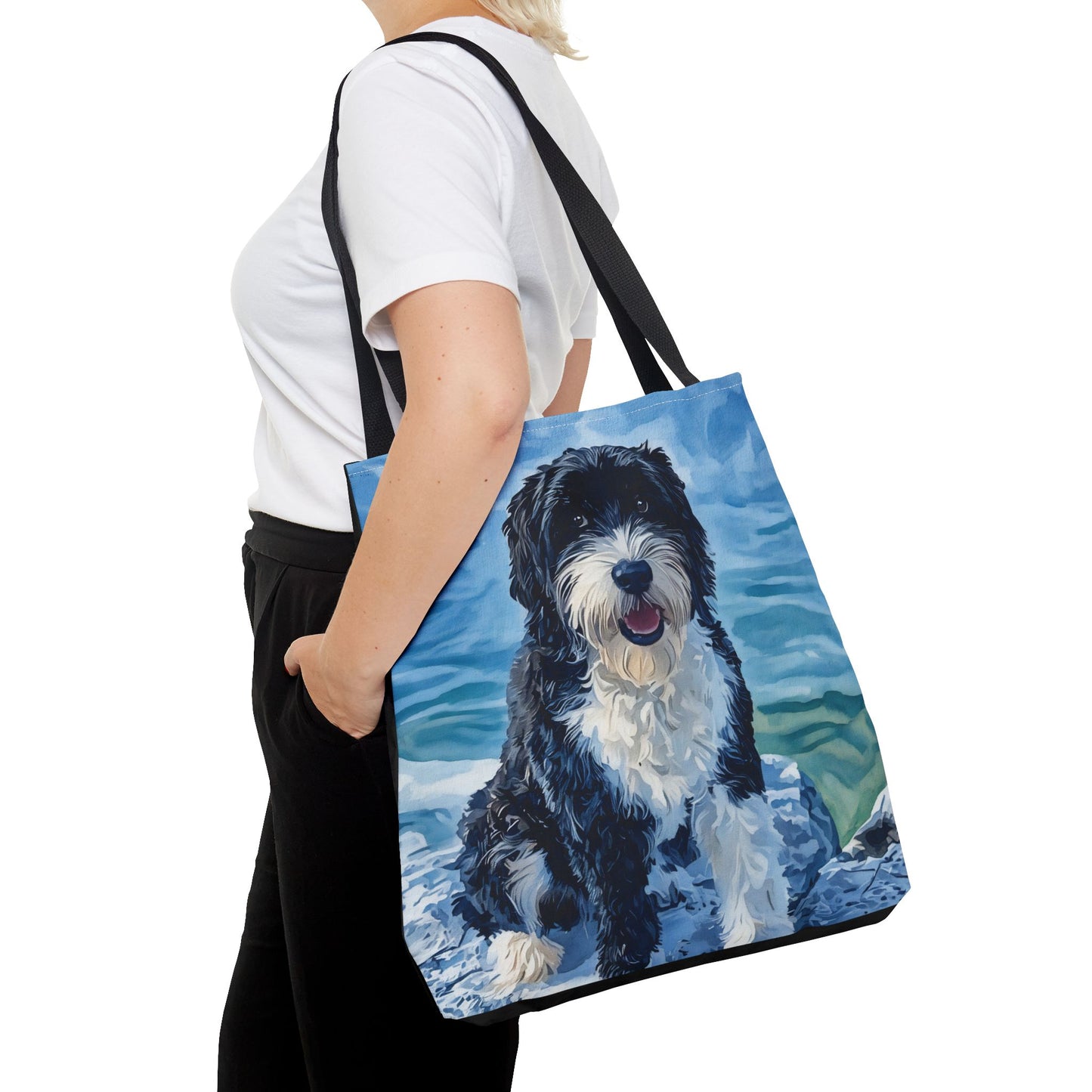 Portuguese Water Dog Tote Bag – Fun Dog Lover Gift – Watercolor PWD Art