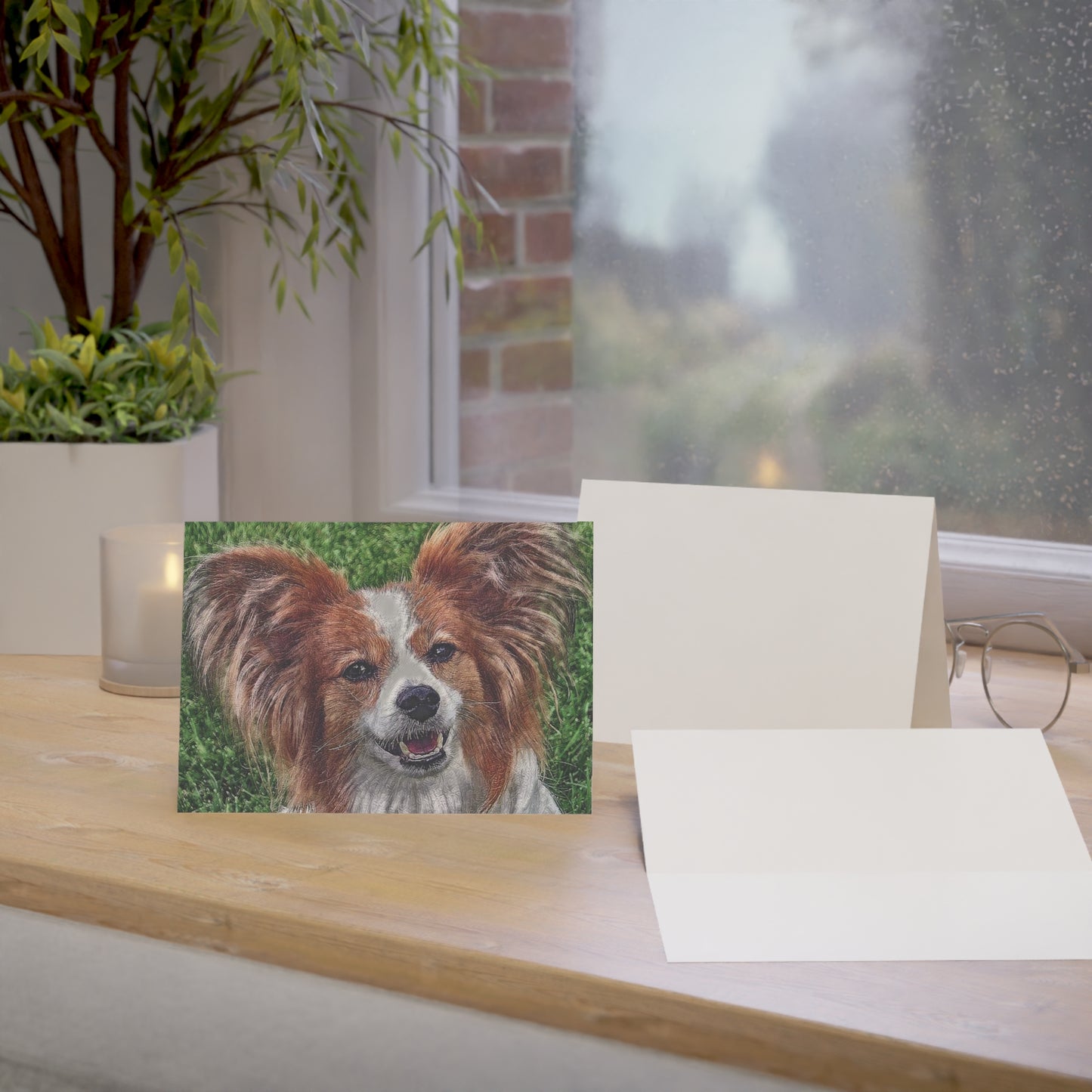 Papillon Greeting Cards – Elegant Butterfly Dog Lover Gift – Watercolor Papillon Art (Set of 10, 30, or 50)