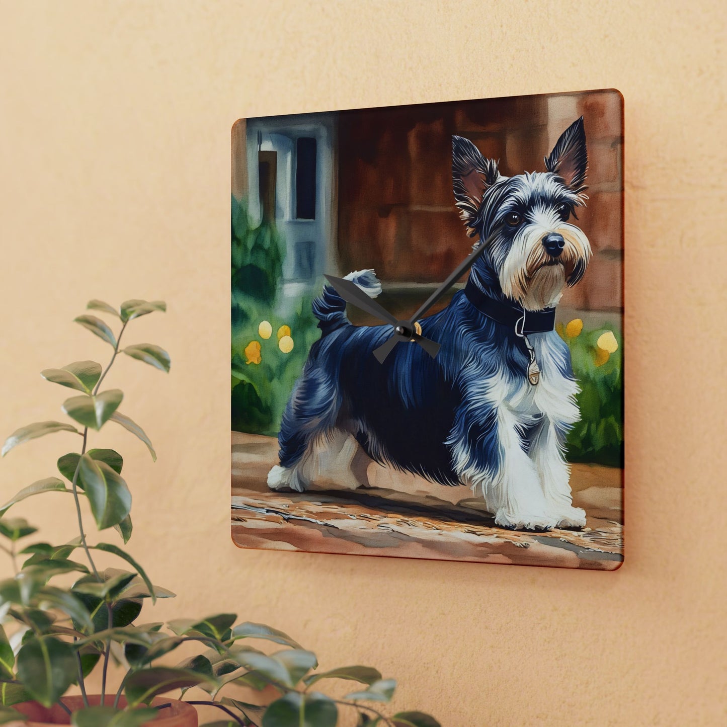 Biewer Terrier Wall Clock | Dog Lover Gift | Watercolor Biewer Terrier Art | 10.75" Acrylic Clock