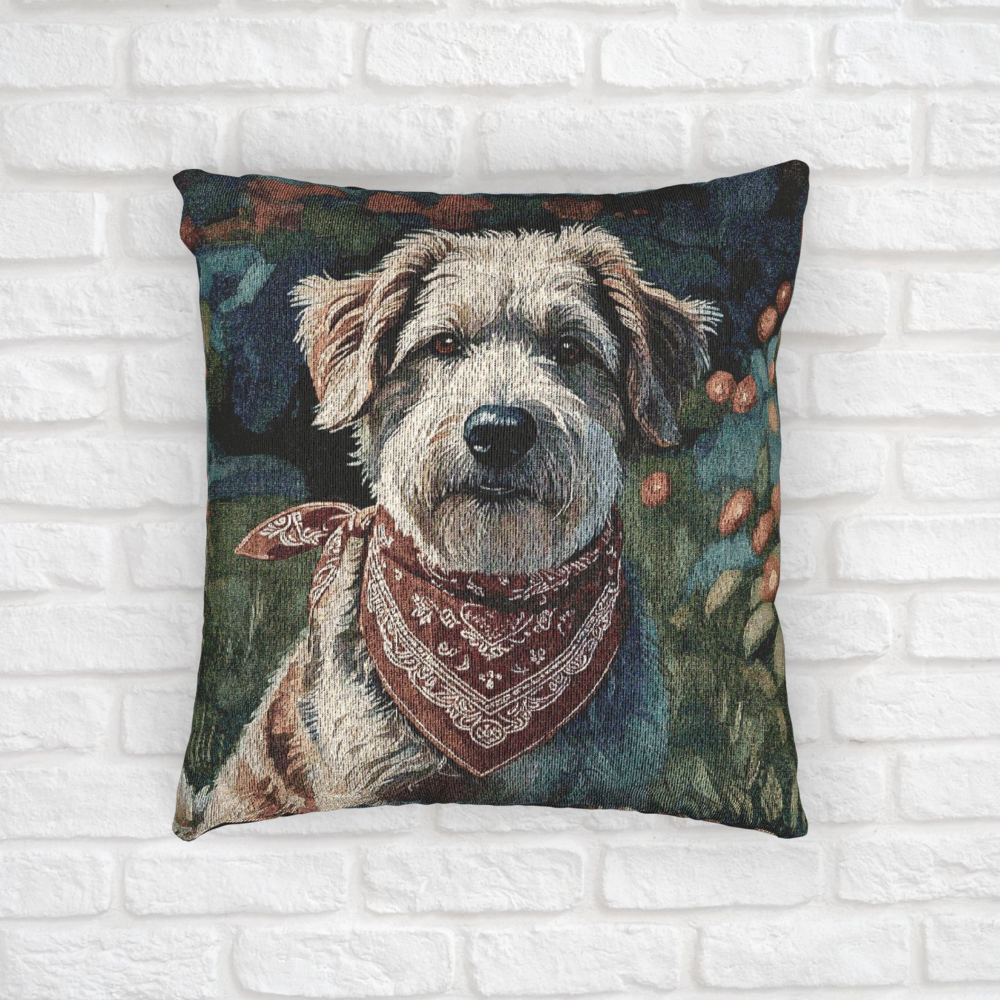 Aussiedoodle Woven Pillow | Elegant Tapestry Dog Lover Gift