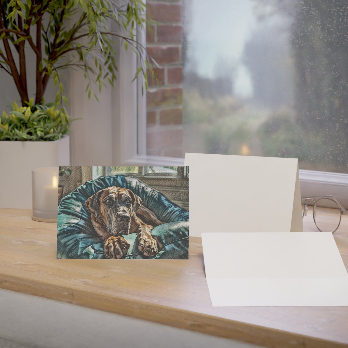 Great Dane Greeting Card Set - Oil-Painted Dog Art | Blank Inside | Envelopes Included