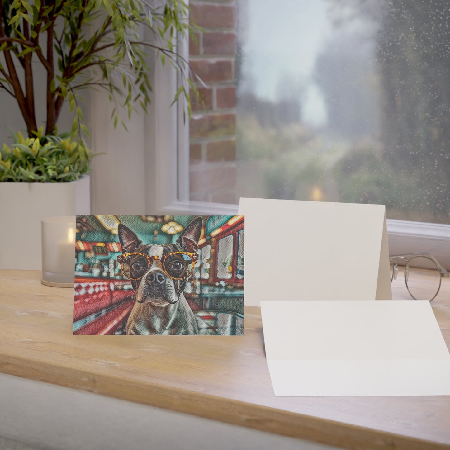 Boston Terrier Greeting Card Set - Oil-Painted Dog Art | Blank Inside | Envelopes Included