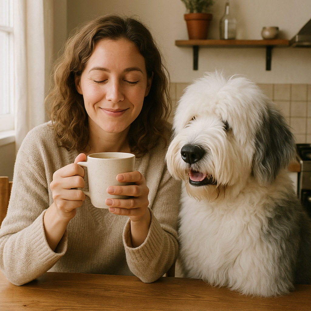 Old English Sheepdog Coffee Mug – Gentle Giant Gift – Watercolor Old English Sheepdog Art