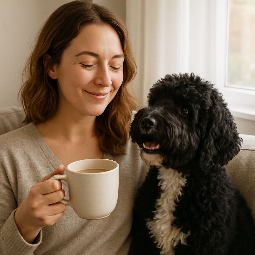 Portuguese Water Dog Coffee Mug – Playful Dog Lover Gift – Watercolor PWD Art