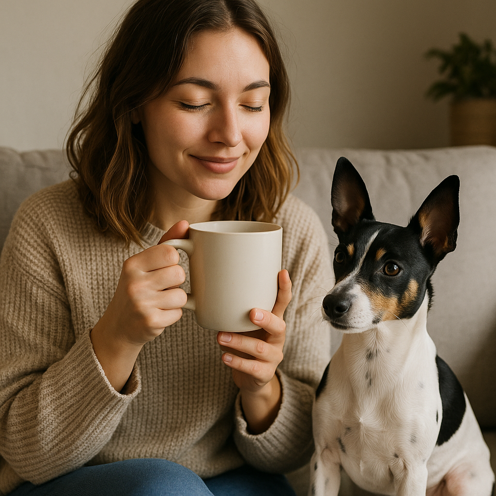 Rat Terrier Coffee Mug – Energetic Dog Lover Gift – Watercolor Rat Terrier Art