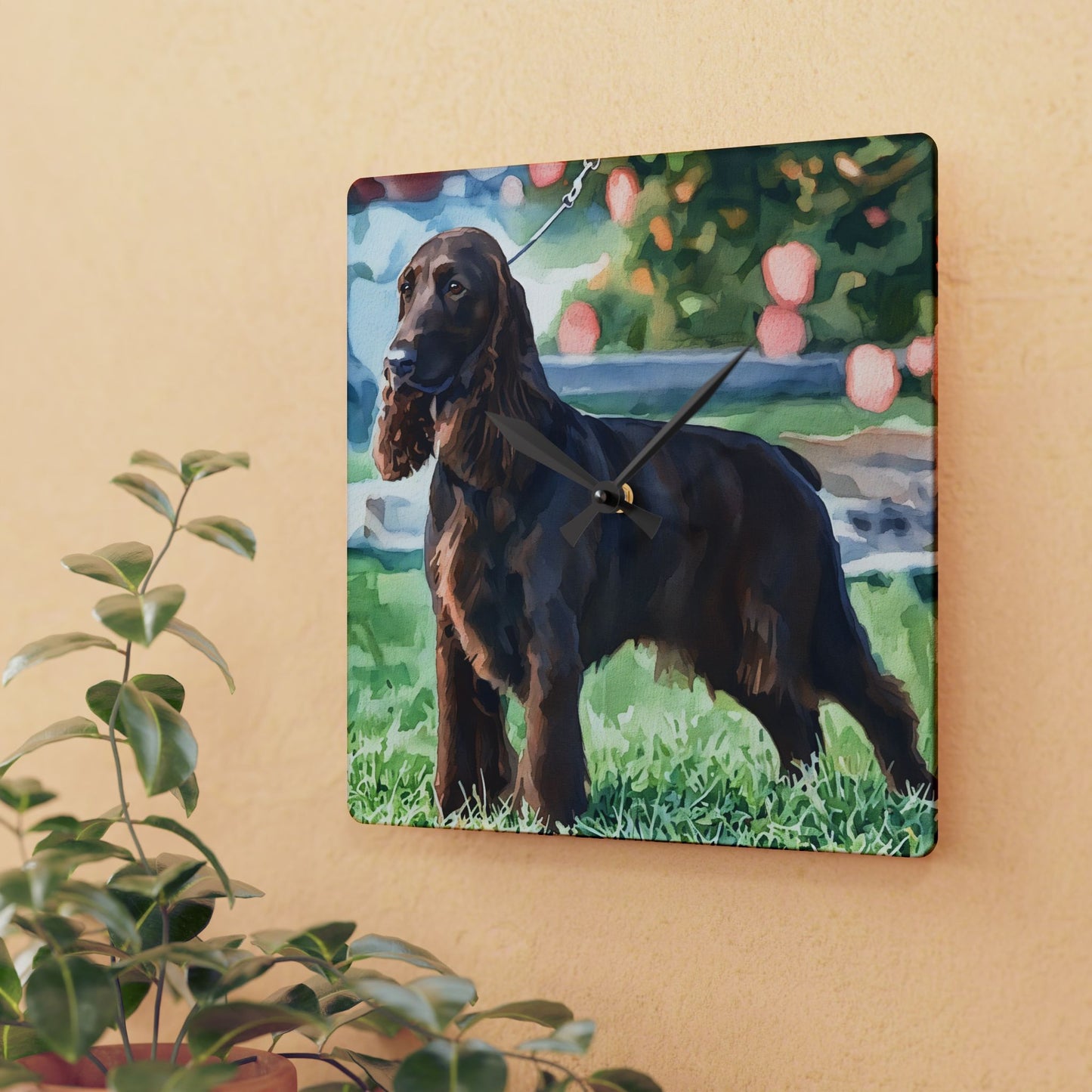 Field Spaniel Wall Clock – Watercolor Dog Lover Home Décor