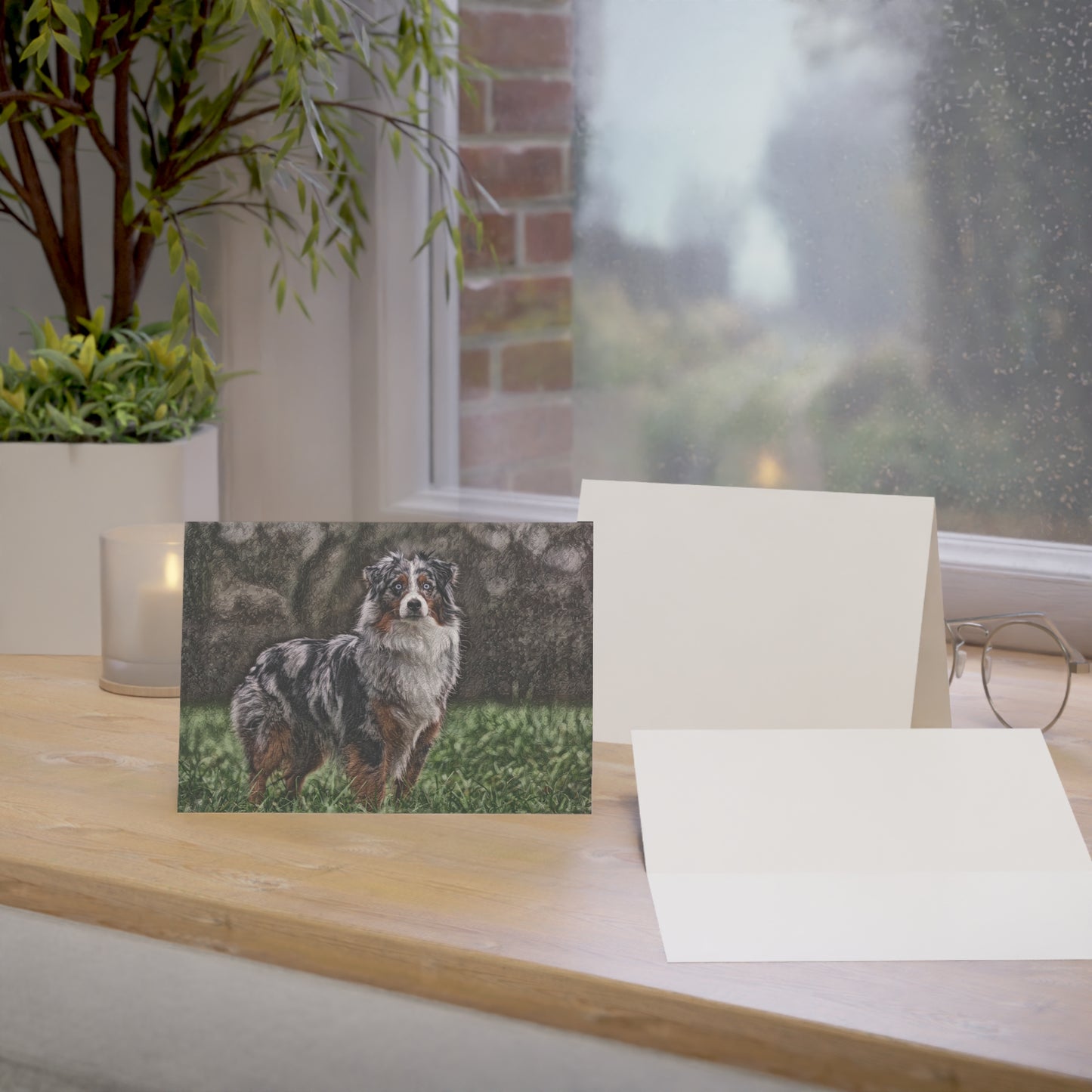 Miniature American Shepherd Greeting Cards – Energetic Dog Lover Stationery – Custom Mini American Shepherd Photo Art