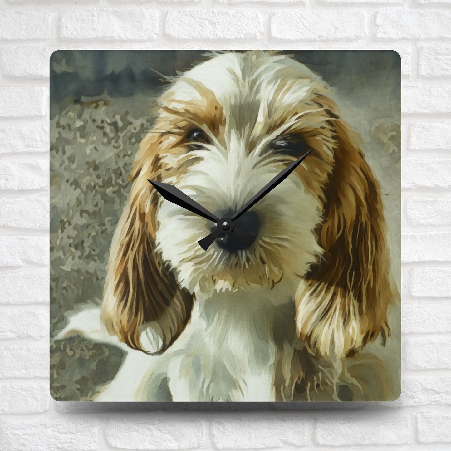 Petit Basset Griffon Vendéen Wall Clock – French Hound Lover Gift – Watercolor PBGV Art