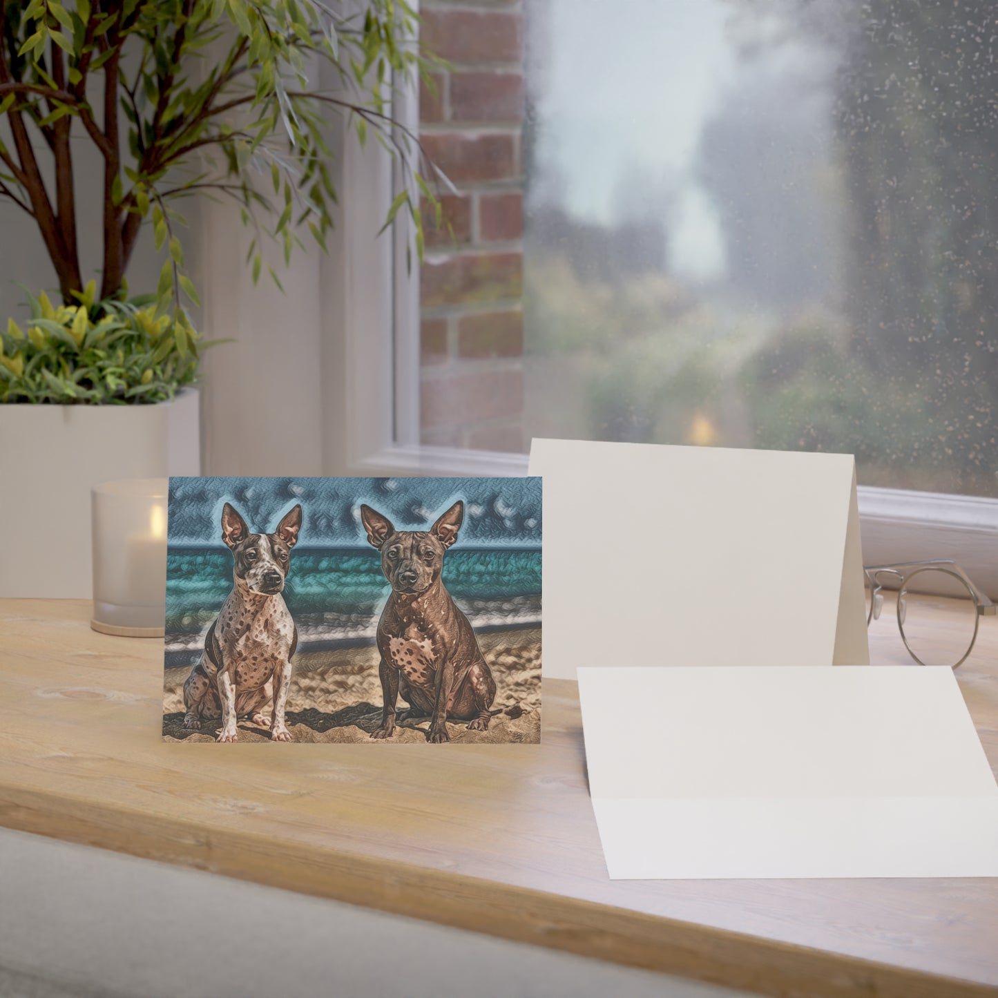 American Hairless Terrier Greeting Cards | Dog Lover Stationery Set | Oil Painting Dog Art | 5x7 with Envelopes